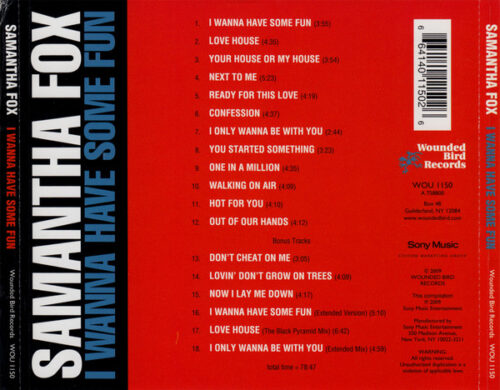 Samantha Fox – I Wanna Have Some Fun (Bonus Tracks)
