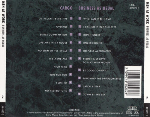 Men At Work – Cargo & Business As Usual - Two Originals